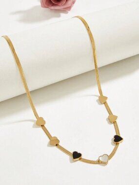 18k Golden Plated Beautiful Seven Heart Stainless Steel Necklace
